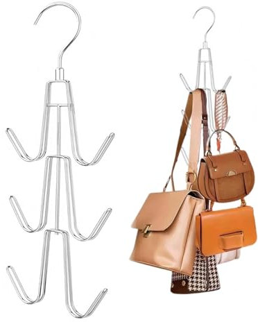 Bitcoraje Krawattenhalter, Taschenbügel, Schalbügel, Handtaschenhalter Aufbewahrungshalter mit 6 Haken – Multifunktionaler Taschen-Organizer, für Taschen, Schal, Krawatte, Gürtel, Rucksäcke