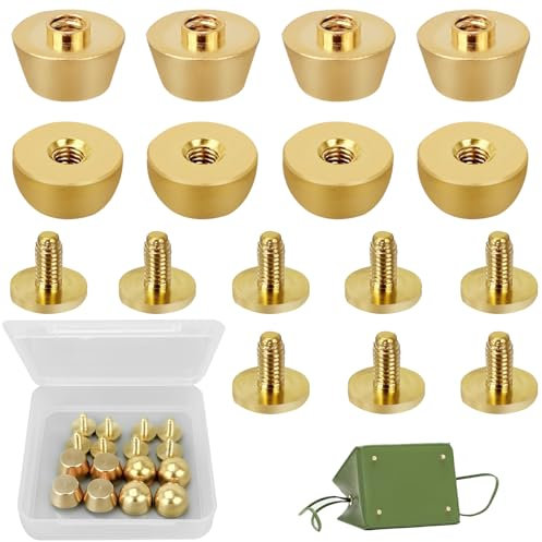 Irenwarl 8 remaches redondos, 10 mm x 6 mm, pies de bolsillo, remaches huecos, remaches de cuero, pernos de metal, remaches de hongos, remaches de pie, remaches de pie, pernos, monedero, bolso de mano