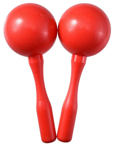 HILAZA Loud Maracas for Kids Adults, 8 Inch, Set of 2, Red