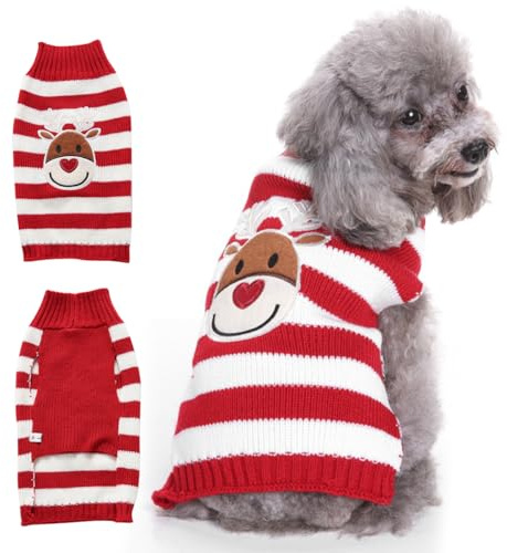 Jersey Navidad Perro, Suéter Navideño para Mascotas, Navidad Jersey para Perro Gato, Ropa para Perros y Gatos Invierno Cálido, para Perros Pequeños y Medianos Gatos