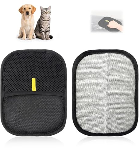 AzureRay Lot de 2 Gant de Toilettage Électrostatique, Épilateur Chien et Brosse pour Chat - Gant Anti Poils Animaux et Brosse Chat pour Lavage, Épilation et Nettoyage des Tapis et Canapés