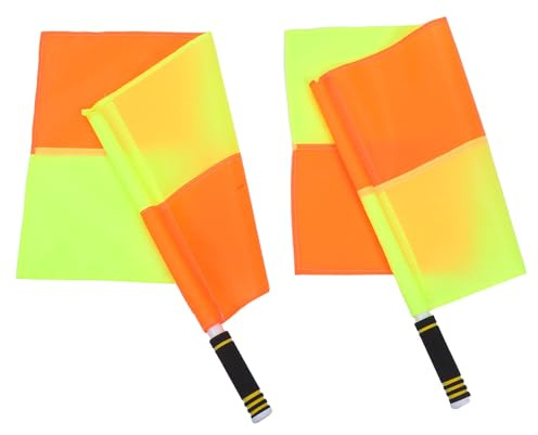 ULTECHNOVO Lot de 2 Drapeaux D’Arbitre à Carreaux Grands Poignée en Mousse Antidérapante Drapeaux de Signalisation Portables pour Juge de Ligne Volley-Ball et Football Équipement Léger et