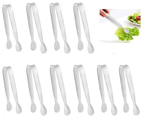 10 Pcs Sweet Tongs, Stainless Steel Mini Tongs, Small Little Camping Kitchen Appetizers Tong Sugar Cube Tongs for Food Sweets Bread Cake Ice Tea Party Coffee Bar