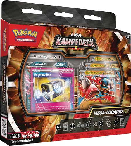 Pokémon - Juego de Cartas coleccionables: Mazo de Batalla Liga Mega-Lucario-ex (1 baraja de 60 Cartas inmediatamente jugable con Mega-Lucario-ex)