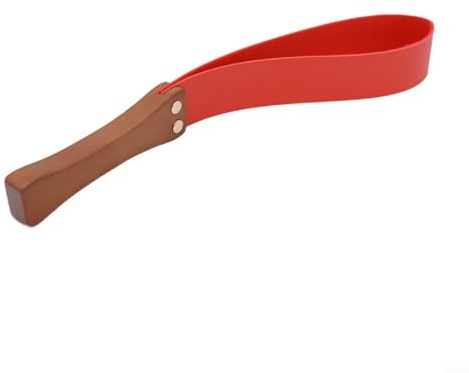 Frustino da equitazione, pagaia in pelle con manico in legno antiscivolo, frustino per cavalli per allenamento equestre, dressage e accessori per salti a spettacolo (rosso)