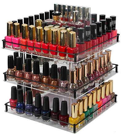 JackCubeDesign 3 Tier Acrylic 210 Nail Polish 360 Rotating Display Rack Organiser Stand Makeup Cosmetics Storage Box Carousel Shelf with Iron Guard(3tier) – :MK302-3