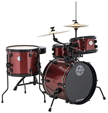 Ludwig Pocket Kit von Questlove | All-in-One-Schlagzeug für Einsteiger | Mit 4 Trommeln, Hi-Hats, Crash/Ride-Becken, Pedalen, Hocker und Drumsticks | Lackierung Weinrot (LC178X025)