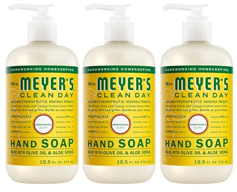 MRS. MEYER'S CLEAN DAY Hand Soap, Honeysuckle Scent, 12.5 Fl Oz Bottle - 3 Pack