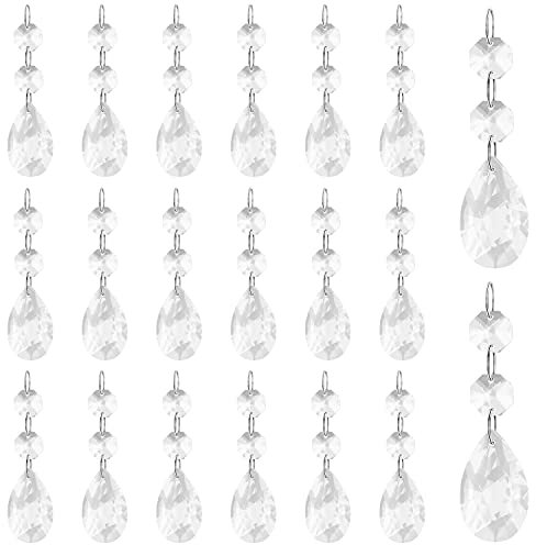 Belle Vous Pampilles Cristal Transparent en Forme de Goutte/Larme (Lot de 20) - Pampilles Deco de 8,6 cm - Pampilles pour Lustres, Chandeliers, Prismes, Attrape-Soleil, Mariages/Noël et Guirlandes