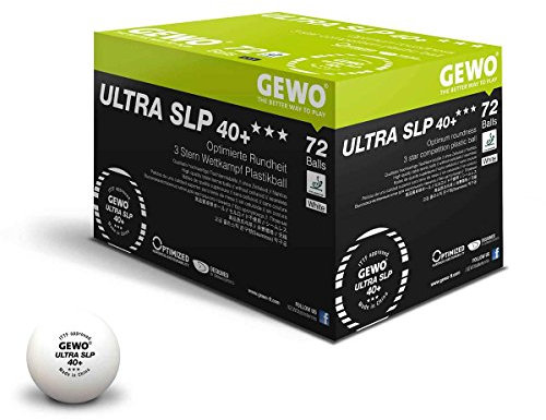 GEWO Ultra SLP Tischtennisbälle - 3 Sterne Tischtennis-Ball aus Plastik 40+ ohne Naht - ITTF-zertifizierte Wettkampf Bälle - 72 hochwertige Profi-Tischtennisbälle weiß, 40+mm Durchmesser