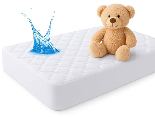Dudu N Girlie Quilted Waterproof Cot Mattress Protector 120x60 cm - Quilted Fabric Hypoallergenic and Noiseless Fitted Sheet Cover - 100% Waterproof Mattress Protector Cot Mattress Topper.