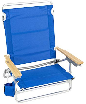 Rio Brands 5-Position Lay Flat Beach Chair, Pacific Blue