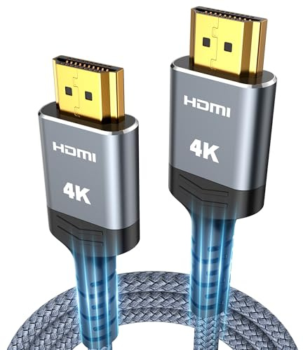 HDMI Cable 6.6 ft, Highwings 4K HDMI 2.0 Cord with High-Speed No Flickering, Nylon Braided & Gold-Plated Connectors, HDR, Ethernet, ARC, 3D, HDCP 2.2, Compatible with 4K TVs, Monitor, Streaming Device
