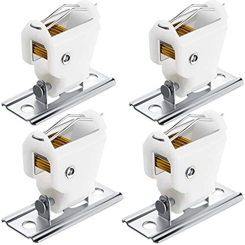 Jetec 4 Pieces White Roman Shade Cord Lock Dual Brass Wheels Stainless Steel Bracket Swivel Type Hold up to 3 Cords Austrian Shade Window Blind Lock for Pleated Shades Woven Wood Shades Bamboo Blinds