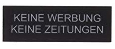Gravurheim Briefkastenschild Türschild individuelle Gravur Name | selbstklebend - personalisiert | Kunststoff - Plastik | viele Farben und Größen (Keine Werbung Keine Zeitungen, Schwarz-Silber)