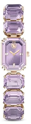 Swarovski Uhr, Violette, Analoge Armbanduhr mit Armband im Oktagon-Schliff, Champagne-Vergoldetem Finish und Edlen Kristallen, Armbandlänge: 12.5-19 cm, Armbandbreite: 1.4 cm