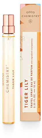 Good Chemistry Tiger Lily Travel Spray 0.33 fl oz - Long-Lasting On-the-Go Perfume with Orange Flower, Vanilla, & Amber - Charming, Clean & Vegan