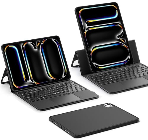 ESR Ascend iPad Pro 11 Inch (M5/M4, 2025/2024) Case with Keyboard, Magnetic Detachable Keyboard with Multi-Touch Trackpad, Fully Adjustable,Color Backlit Keys, Pencil Clasp, Black