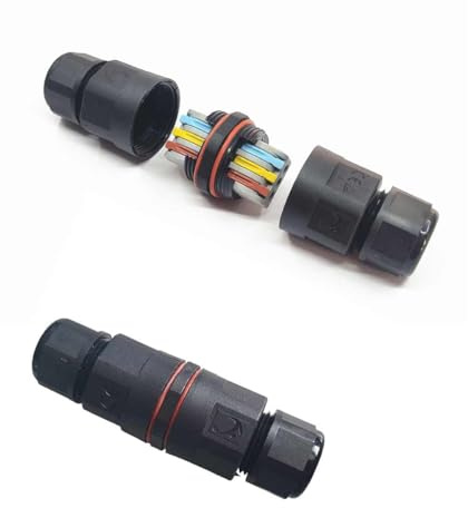 2 Manicotto di Collegamento IP68, Scatola di Giunzione Impermeabile, Morsetti Collegamento Veloce Senza Viti, Da 0,5 a 2.5 mm² Fino a 450V 16A (Forma I 3P)
