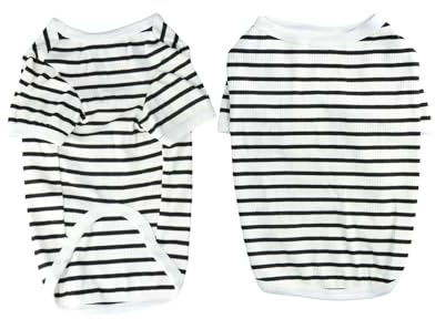 Shengxi T-Shirt à Rayures pour Chien Chemises pour Chiens D'été T-Shirt en Coton Doux et Respirant, Chihuahua Manches Courtes Vêtements pour Chiens et Chats de Petite (M)