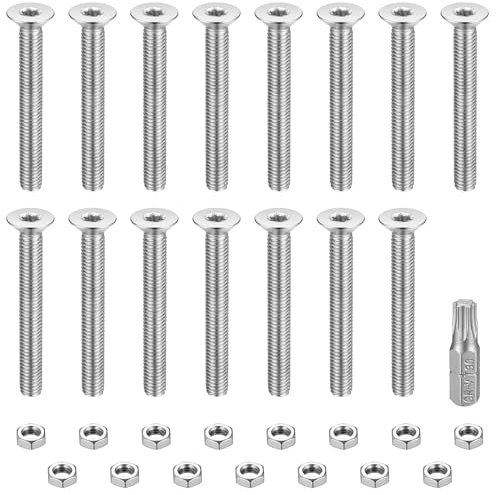 15 STK M8 Senkkopfschrauben Set, Torx Schrauben Set, Edelstahl Torx Senkkopf Schrauben Muttern set, Senkschrauben Maschinenschrauben Sortiment, Gewindeschrauben Set Metrische Schrauben Set (M8x60mm)