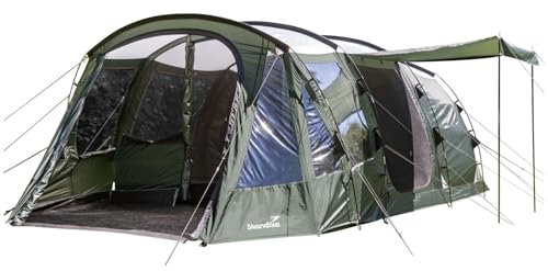 Skandika Tunnelzelt Canyon 4 Protect | Camping Zelt für 4 Personen, Vordach, teilbare Schlafkabine, 3 Eingänge, 210 cm Stehhöhe, 3000 mm Wassersäule, Sonnendach | Campingzelt, Gruppenzelt Outdoor