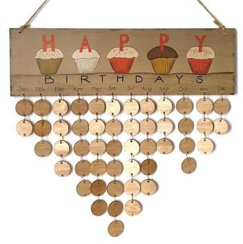 Kalender Geburtstagskalender Holz, Jahreskalender Geburtstag, Geburtstagskalender Zum Selber Basteln, Geburtstagskalender Hängend con 50 Astillas Madera, Für Haus Party Dekoration (A)