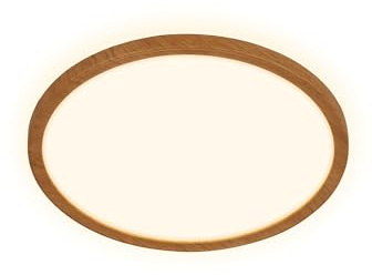 BRILONER - Plafoniera LED a luce indiretta, piatta, luce bianca calda, lampada LED, plafoniera, soggiorno, pannello, cucina, camera da letto, 29x3 cm, cornice effetto legno