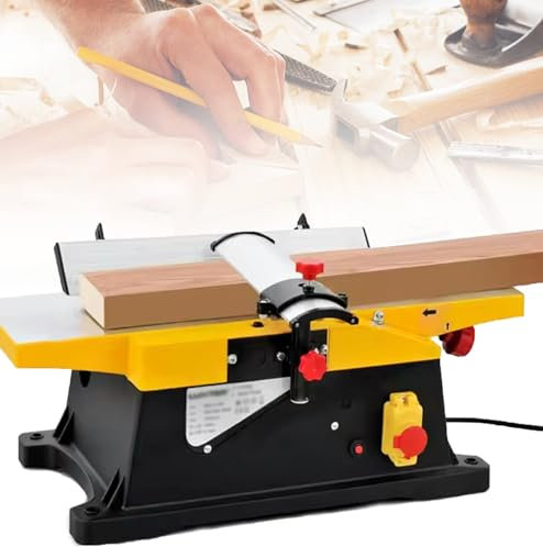 Raboteuse d'établi, raboteuse électrique multifonctionnelle pour le travail du bois, raboteuse à bois de 6 pouces, 12 000 tr/min, profondeur de coupe réglable de 0 à 3 mm, pour la coupe du bois