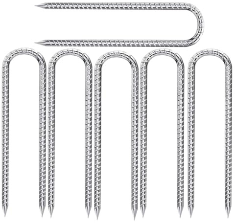 Set di 6 Tendalini per Trampolino da Giardino, 30cm Picchetti di Ancoraggio in Acciaio Zincato Antiruggine a Forma di U, per Sicurezza di Trampolini, Altalene, Capanni e Attrezzature da Campeggio