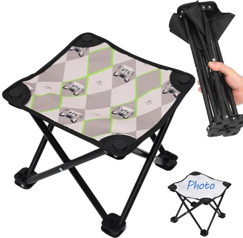 Personalised Folding Camp Stool with Custom Photo - Portable Tripod Stool for Outdoor Fishing Camping - Lightweight Collapsible