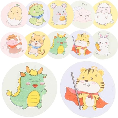 Hoement Adhesivos Infantiles Mini Redondos 120 Unidades con Dibujos Animados, Impermeables y Transpirables para Cuidado de Heridas Pequeñas, Parches para Bebés