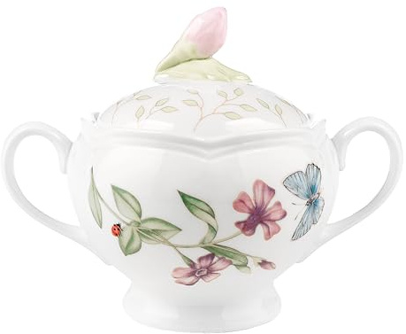 Lenox Butterfly Meadow Double Handled Sugar Bowl with Lid
