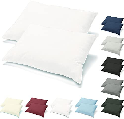 CelinaTex Active Kopfkissen Bezug Doppelpack Set 40x80 Schnee weiß Baumwolle Jersey Nackenkissen Kissenhülle 5001531