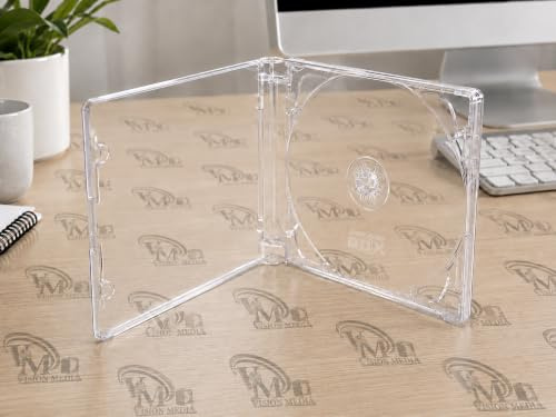 Vision Media® 1pc X CD DVD Super Jewel Box 10.4mm Standard Cases - Stackable Hub for 1 or 2 Disc With Super Clear Tray - Pack of 1 …