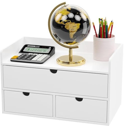 Wisuce Bamboo Desk Organizer - Mini Bamboo Desk Drawer Tabletop Cosmetic Storage Organization for Office or Home (2 Drawer)