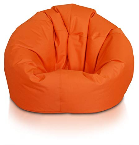 Ecopuf - Pouf fauteuil sac orange taille M - Schtroumpf pour s'asseoir d'extérieur et intérieur - Puff en tissu anti-déchirure imperméable - Rembourrage en boules de polystyrène - Dim 90 x 50 cm