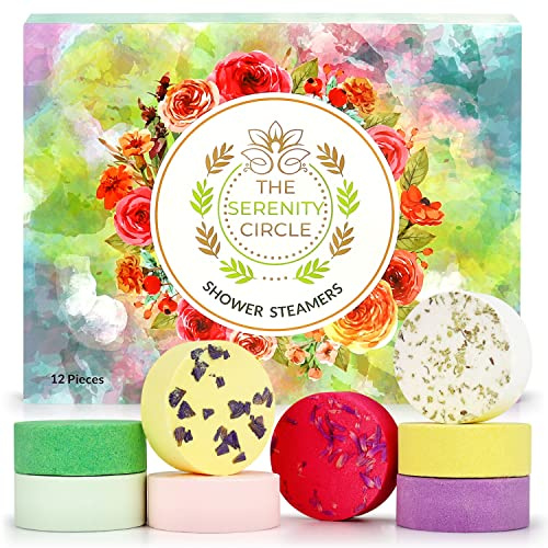 The Serenity Circle Shower Steamers – 12 Pieces Relief Shower Steamer – Aromatherapy Shower Steamer Set for Relaxation and Revitalisation – Colourful Design – at-Home SPA Gift Set Luxury