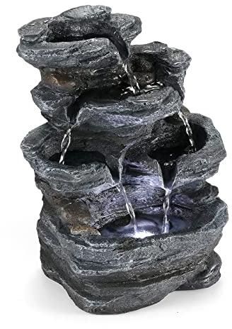 WICHEMI Indoor Fountain Tabletop Fountain Waterfall Fountains Stacked Rocks Water Feature Feng Shui Zen Meditation Relaxation Desktop Fountain for Home and Office Indoor Spaces Decor (Style 20)