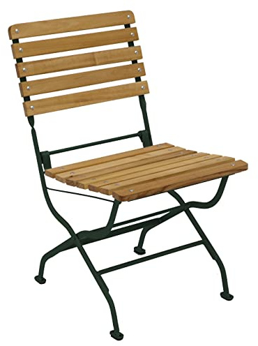 DEGAMO Klappstuhl Gartenstuhl Passau, Gestell Flachstahl dunkelgrün pulverbeschichtet, Belattung Robinie, klappbar, Outdoor
