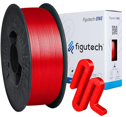 figutech ONE PLA-Filament, 1,75 mm, 1 kg, Rot, 3D-Filament, Genauigkeit +/- 0,02 mm, PLA optimiert für 3D-Drucker, hohe Haftung und Festigkeit, verbesserte Flüssigkeit