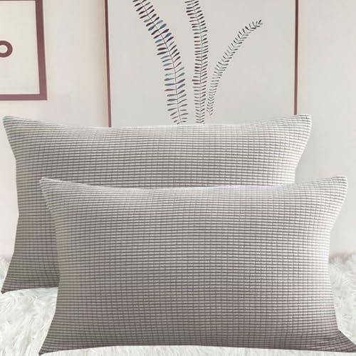 Stretch Kissenbezüge 50x70 2er Set Kissenbezug, Sofa Kissenhülle Für Dekokissen Cordstoff 40x60, Dekorative Zierkissen -hüllen, Cord Kissen Bezug Einsetzbar(Light Gray,50x70 cm (Pack of 2))