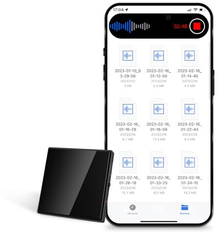 128GB Mini Aufnahmegerät mit Dreifacher Rauschunterdrückung Voice Recorder, HD 3072 Kbps Magnetic Aufnahmegerät, USB Wiederaufladbar mit Wiedergabe Diktiergerät Mini