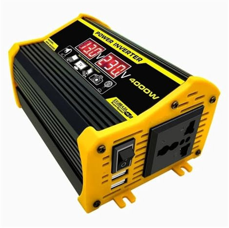 Convertitore Inverter 4000W Universale Invertitore Potenza Onda Sinusoidale Modificata Da 12V A 110V 220V Convertitore Ricarica Elettronico Esterni Con 2 USB Ricarica Veloce Invertitore Trasformatore(