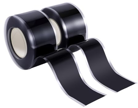 Self Fusing Silicone Tape 2 Rolls 1 in x 10' Black Waterproof Rescue Tape Rubber Leak Silicone Self-amalgamating Tape for Plumbing, Sealing Pipes, Hose Repair, Outdoor Coax and Tool Fixation