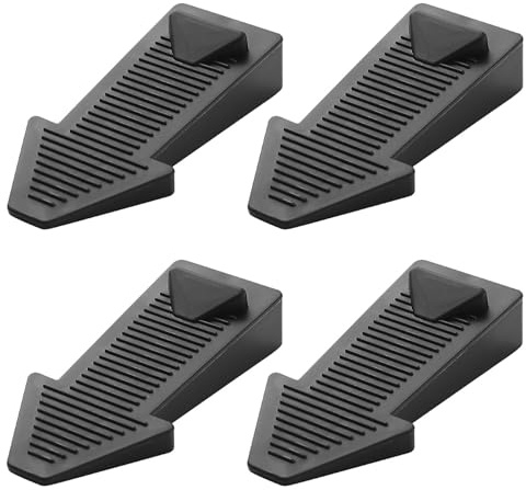 Yatrosynth 4 Pezzi Fermaporta in Gomma, Altezza Regolabile Antiscivolo Antigraffio ferma porta da pavimento per Porte e Pavimenti in Vari Materiali - Nero
