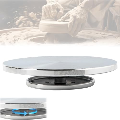 Plato giratorio de aluminio de 25 cm, plato giratorio de arcilla artesanal, 360° giratorio y no deslizante, rueda de cerámica de doble cara, herramientas de arcilla, doble cara para escultura de