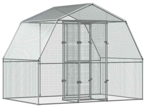 Mokuyary Jaula para pájaros con puerta plateada Acero galvanizado, Aviario al aire libre Jaula para pájaros, canarios, pinzas, periquitos ondulados, indeseparables