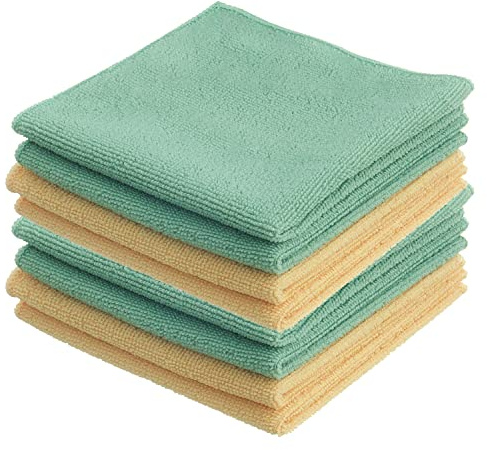 Superio Microfiber Cleaning Cloth for Cars, Kitchen Cleaning Rags for Housekeeping, 12 Absorbent Micro Fiber Towels for House, Bathroom All-Purpose Streak-Free lint-Free Wash Cloths (8 Yellow/Green)