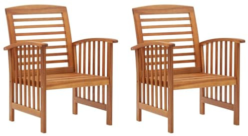 vidaXL 2X Bois d'Acacia Massif Chaises de Jardin Fauteuils de Patio
